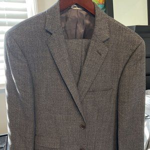 DKNY Med Grey Glen Plaid 41R/35 Mens Wool Suit Slim Fit